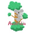 Mom koala with a baby on a tree. Vector graphics Royalty Free Stock Photo