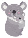 Mom koala hugging baby. Cute parent character Royalty Free Stock Photo