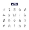 Mom line vector icons and signs. Parent, Caretaker, Guardian, Matriarch, Mommy, Mama, Playmate, Companion outline vector Royalty Free Stock Photo