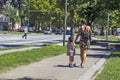 Mom and little girl on the street