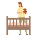 Mom night babysitting icon cartoon vector. Care infant parent