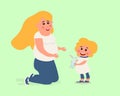 Mom playing with her baby. Mother character isolated. Vector Illustration Baby care concept Royalty Free Stock Photo