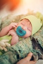 Gentle hands mother. child falls asleep Royalty Free Stock Photo