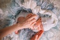 Gentle hands mother. child falls asleep Royalty Free Stock Photo