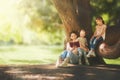 Mom reading a book to her children Royalty Free Stock Photo