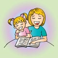 Mom reading a book to her kid Royalty Free Stock Photo
