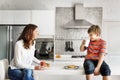 Mom and Son Eating Togetherness Cheerful Concept Royalty Free Stock Photo