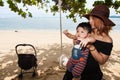 Mom and son enjoying the happy time Royalty Free Stock Photo