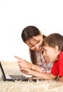 Mom and son with laptop Royalty Free Stock Photo