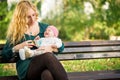 Mom soothes a crying baby Royalty Free Stock Photo