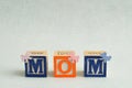 Mom spelled with alphabet blocks Royalty Free Stock Photo