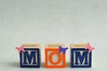 Mom spelled with alphabet blocks Royalty Free Stock Photo