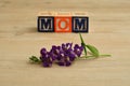 Mom spelled with alphabet blocks Royalty Free Stock Photo