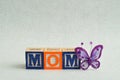 Mom spelled with colorful alphabet blocks Royalty Free Stock Photo