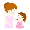 Mom talk to her daughter gently cartoon