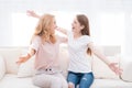 Mom and teenage daughter embrace. Royalty Free Stock Photo