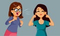 Mother Yelling at her Teenage Daughter Vector Cartoon Illustration