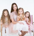 Mom with three kids Girls Royalty Free Stock Photo