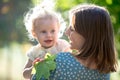 Mom and toddler girl playing Royalty Free Stock Photo