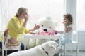 A mom and toddler having a tea party Royalty Free Stock Photo