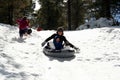 A Mom and Toddler Sledding Royalty Free Stock Photo