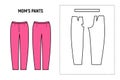 Mom trousers for woman. Pants vector pattern for tailor.