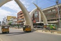 Mombasa, Kenya - September 18, 2017: Metal elephant tusks in Mom Royalty Free Stock Photo