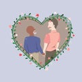 Man couples in heart frame -old man couples have holding hand
