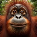 Mature orang-utan peers into viewpoint, in unique portrait