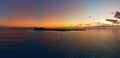 The moment just before sunrise, stunning aerial panoramic view over Lobos Island Corralejo Fuerteventura Royalty Free Stock Photo