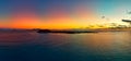 Stunning colours in this panoramic view of the sunrise over Isla de Lobos island Fuerteventura Royalty Free Stock Photo