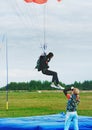 The moment of a landing of the parachutist Royalty Free Stock Photo