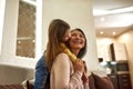 Moment of pure joy and happiness, grandmother and granddaughter at home Royalty Free Stock Photo