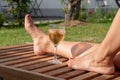 Moment of relaxation with a glass of rosÃÂ© wine Royalty Free Stock Photo