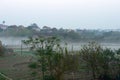 Morning fogs in the Shahe River Plain in Guanshi Town, Hengnan County, Hunan Province