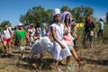 Moment in wedding, bride and bridegroom holding Royalty Free Stock Photo