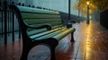 Moments Unwind, Finding Peace on the Streetside Bench in the rain. Generative AI