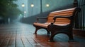 Moments Unwind, Finding Peace on the Streetside Bench in the rain. Generative AI