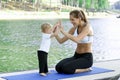 Mommy daughter yoga Royalty Free Stock Photo