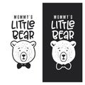 Mommy little bear kid clothes design. Vector vintage illustration.