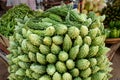 Karela vegetables or bitter gourd or bitter melon on market in Mumbai. India