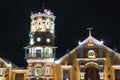Mompox, Colombia - August 14, 2021: The Santa Barbara church at night in the colonial village of Mompox Royalty Free Stock Photo