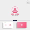 Momy and child, children care logo template isolated