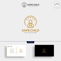 Momy and child, children care logo template isolated
