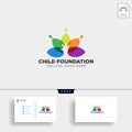 Momy and child, children care logo template isolated