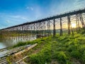 Mon Bridge, old wooden bridge at sunset in Sangkhlaburi, Kanchanaburi, Thailand Royalty Free Stock Photo