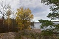 Mon repos is rocky landscape Park on the shore of the Bay of Protective Vyborg Bay, Northern part of city Vyborg in Leningrad