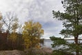 Mon repos is rocky landscape Park on the shore of the Bay of Protective Vyborg Bay, Northern part of city Vyborg in Leningrad