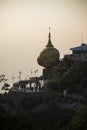 Mon State, Myanmar - May 6, 2017: Kyaikhtiyo Pagoda and Golden Rock, Mon State, Myanmar