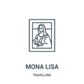 mona lisa icon vector from travelling collection. Thin line mona lisa outline icon vector illustration. Linear symbol